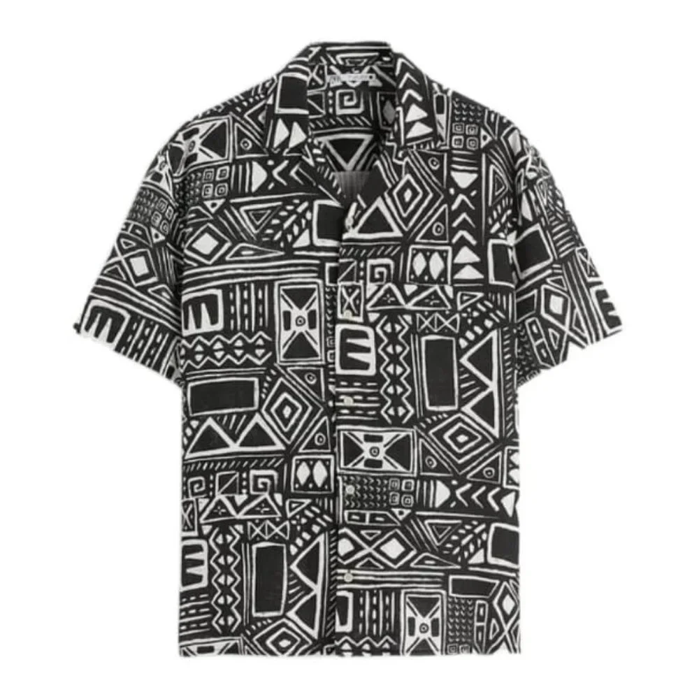 NEW ZARA GEOMETRIC PRINT SHIRT BLACK | 5825/178